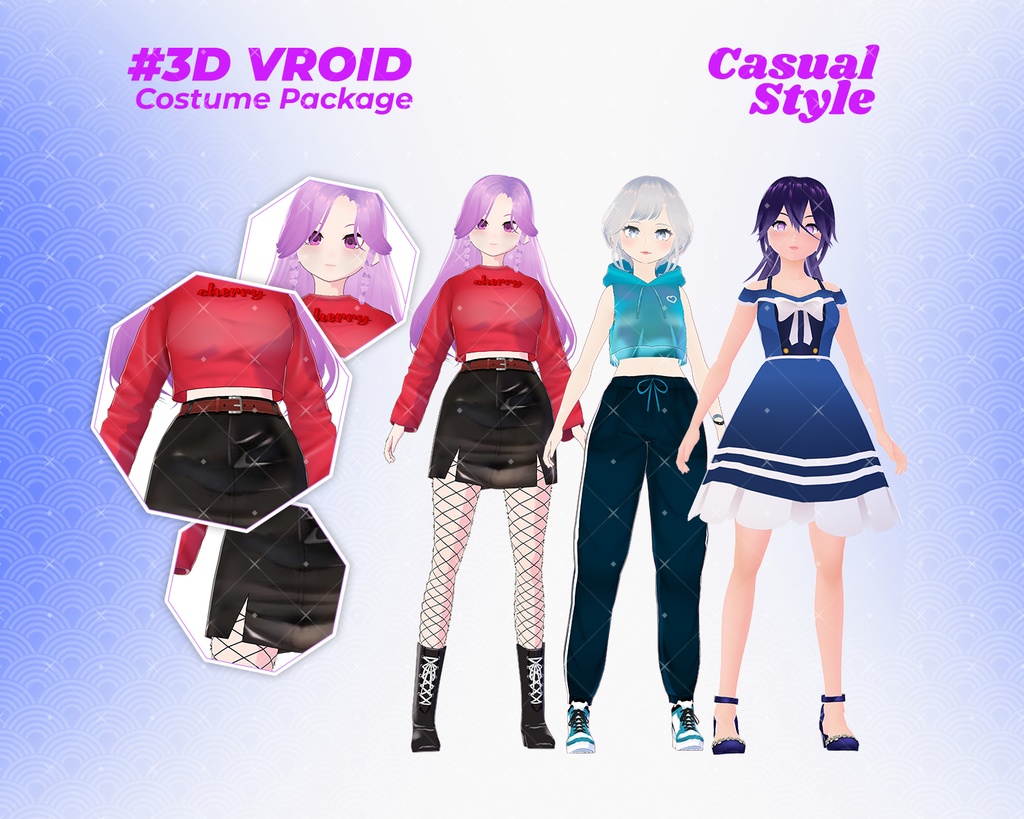 3D VRoid Outfit Pack Cozy Urban Streetwear & Modern Dresses for VRoid Models | VRoid Clothes, VRoid Costume, VRoid Fashion