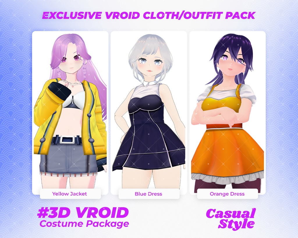 3D VRoid Outfit Pack Trendy Casual Modern Wear for VRoid Models | VRoid Clothes, VRoid Costume, VRoid Fashion