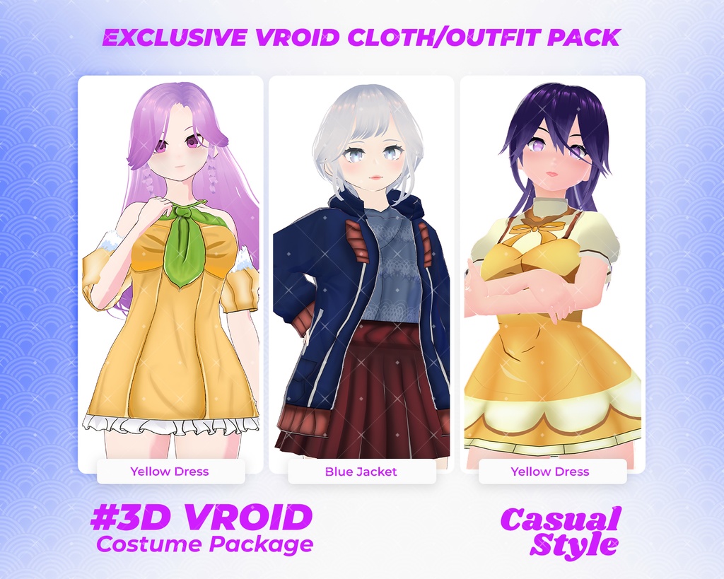 3D VRoid Outfit Pack Cute & Casual Everyday Clothes for VRoid Models | VRoid Clothes, VRoid Costume, VRoid Fashion