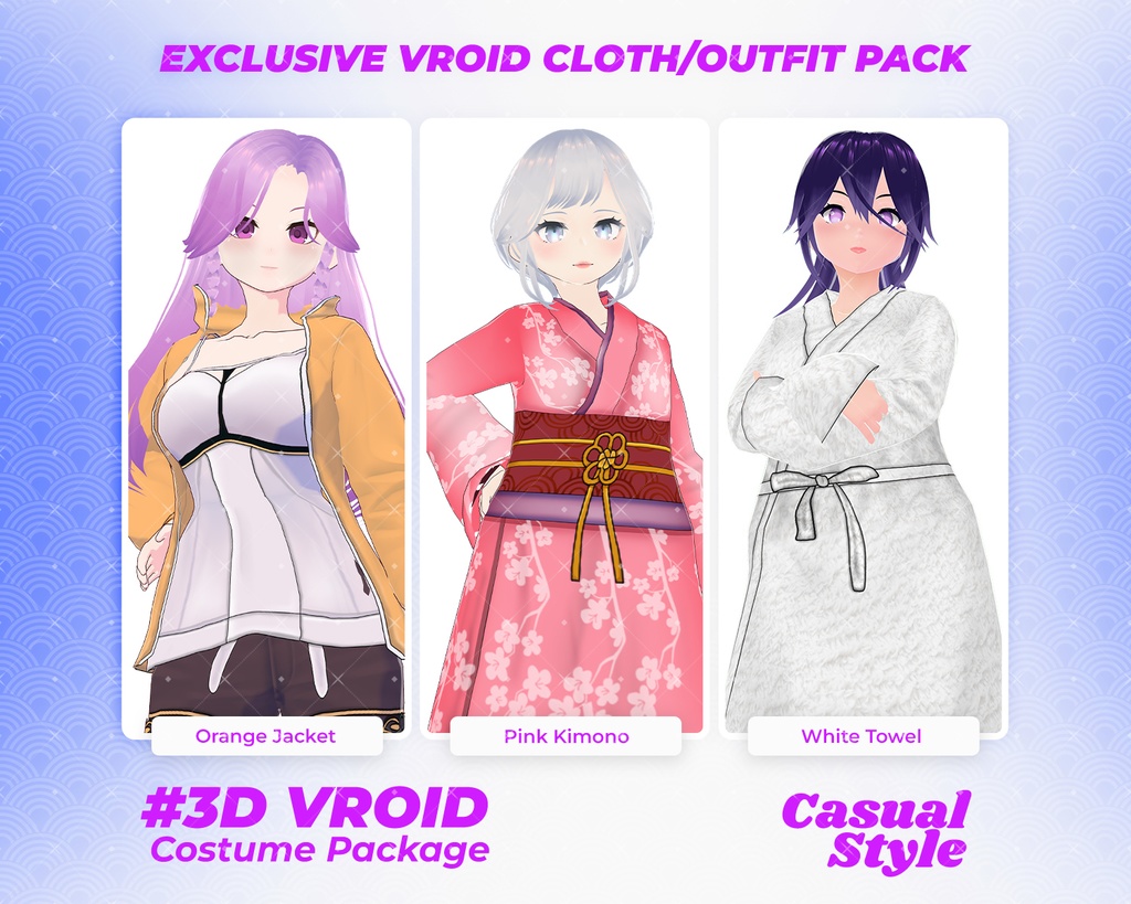 3D VRoid Outfit Pack Relaxed & Traditional Casual Clothes for VRoid Models | VRoid Clothes, VRoid Costume, VRoid Fashion