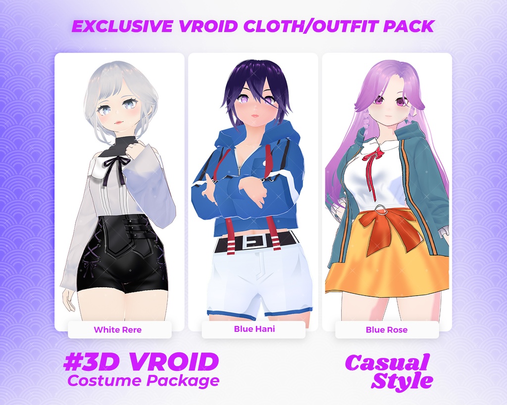 3D VRoid Outfit Pack Sporty & Playful Casual Clothes for VRoid Models | VRoid Clothes, VRoid Costume, VRoid Fashion