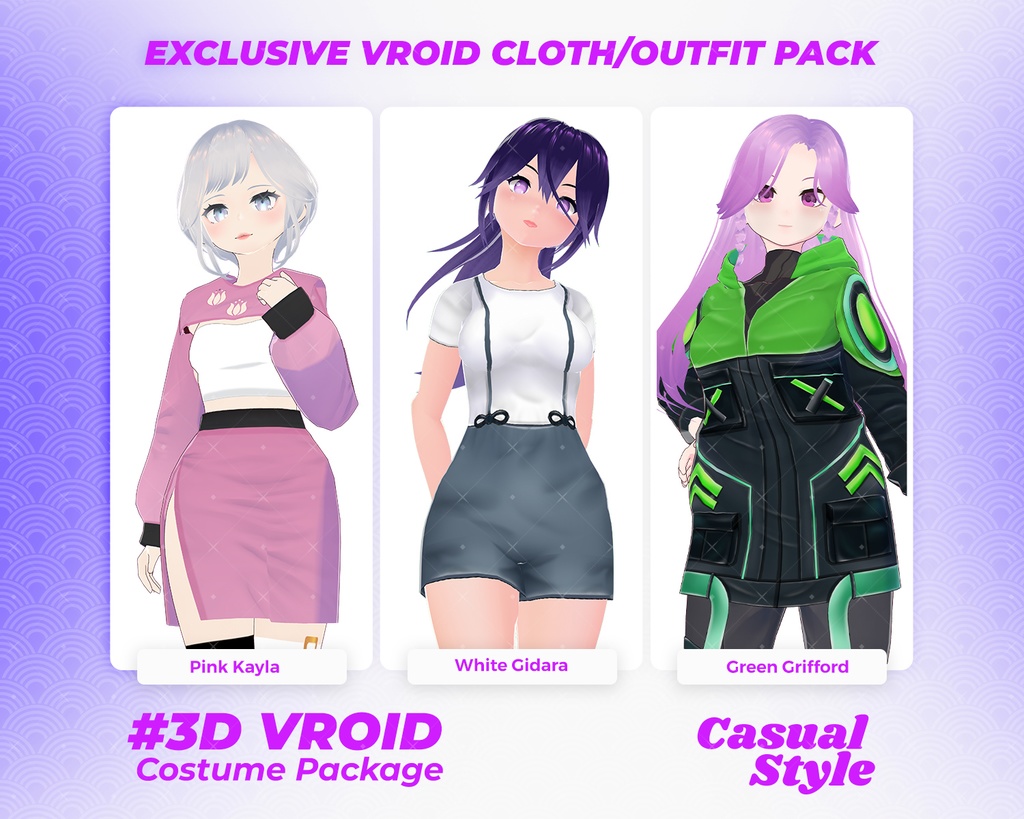 3D VRoid Outfit Pack Bold & Edgy Casual Fashion for VRoid Models | VRoid Clothes, VRoid Costume, VRoid Fashion