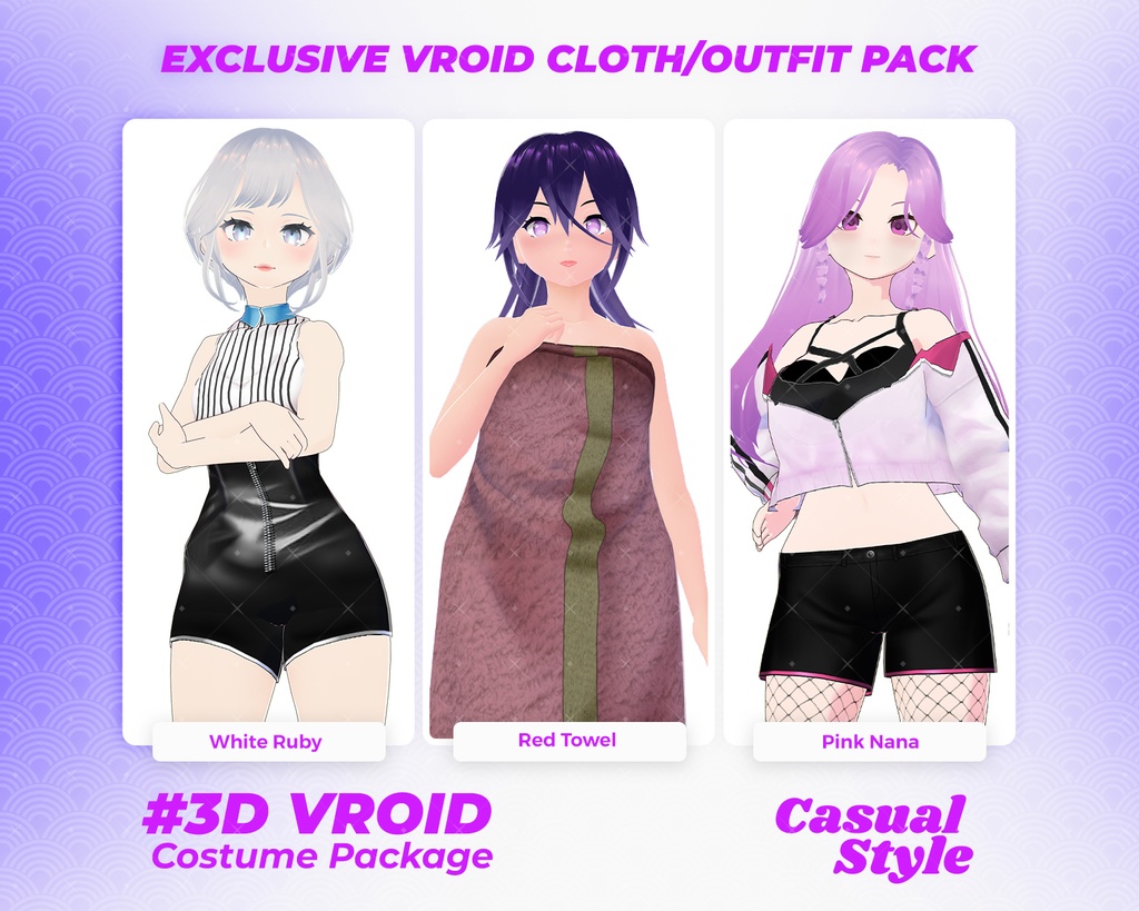 3D VRoid Outfit Pack Bold, Sporty & Relaxed Casual Looks for VRoid Models | VRoid Clothes, VRoid Costume, VRoid Fashion