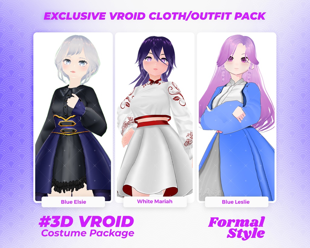 3D VRoid Outfit Pack Refined & Modest Formal Looks for VRoid Models | VRoid Clothes, VRoid Costume, VRoid Fashion