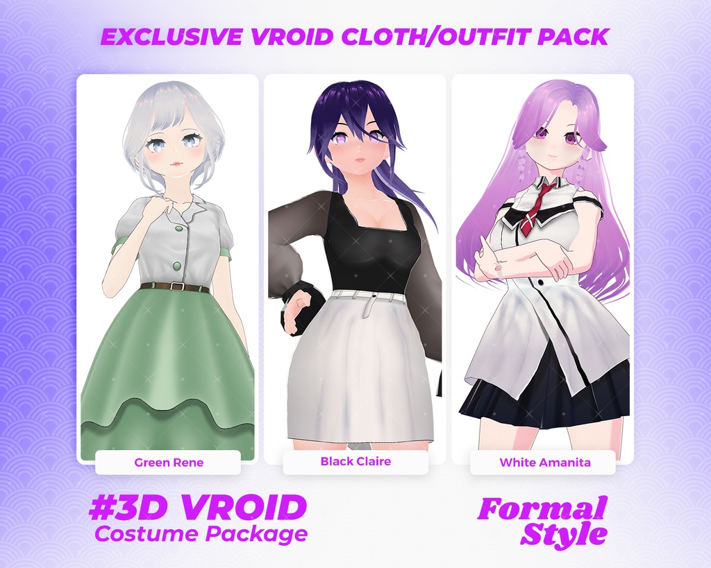 3D VRoid Outfit Pack Smart & Graceful Formal Uniform Looks for VRoid Models | VRoid Clothes, VRoid Costume, VRoid Fashion