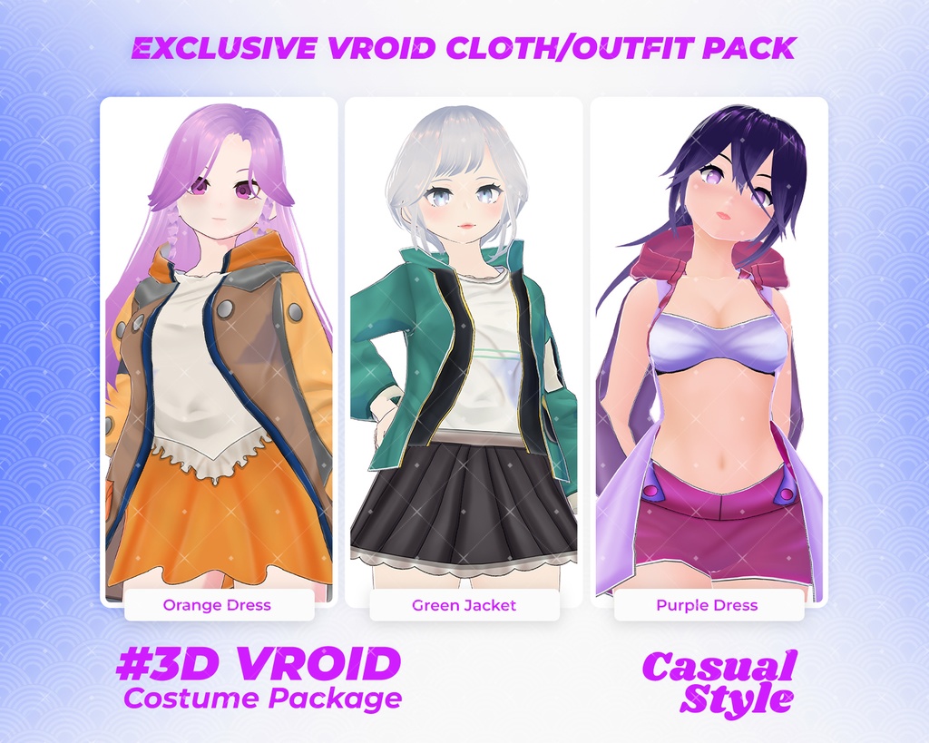 3D VRoid Outfit Pack Trendy & Youthful Casual Wear for VRoid Models | VRoid Clothes, VRoid Costume, VRoid Fashion