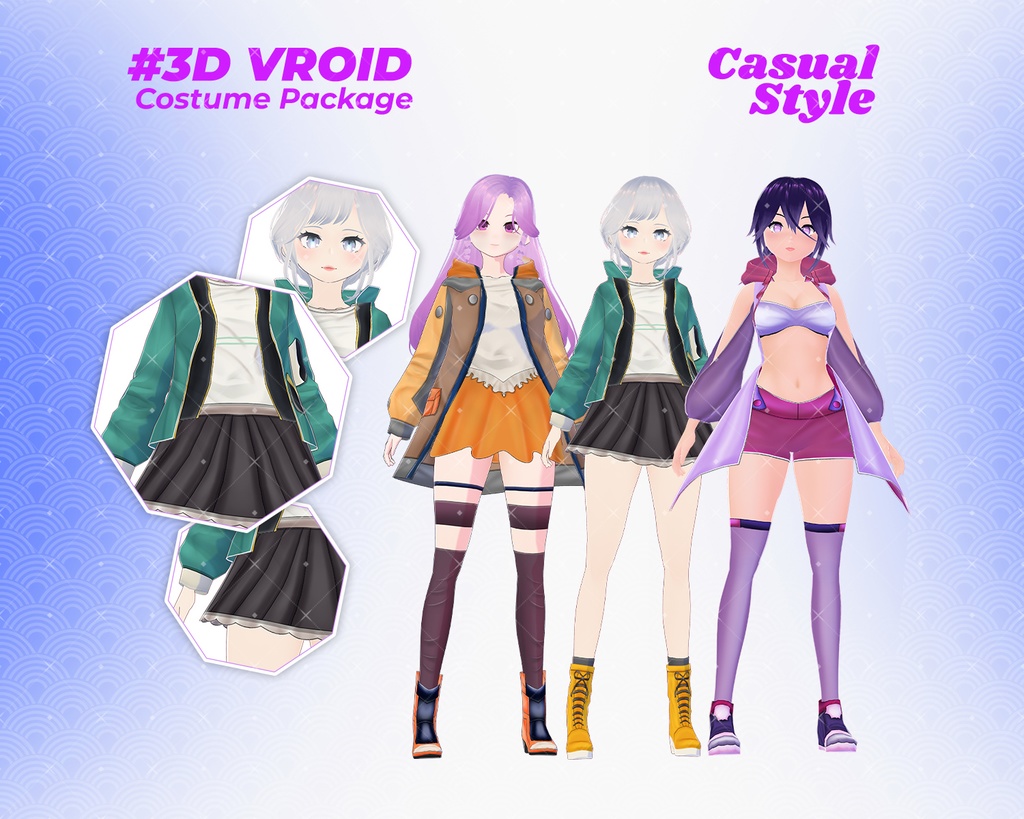 3D VRoid Outfit Pack Trendy & Youthful Casual Wear for VRoid Models | VRoid Clothes, VRoid Costume, VRoid Fashion