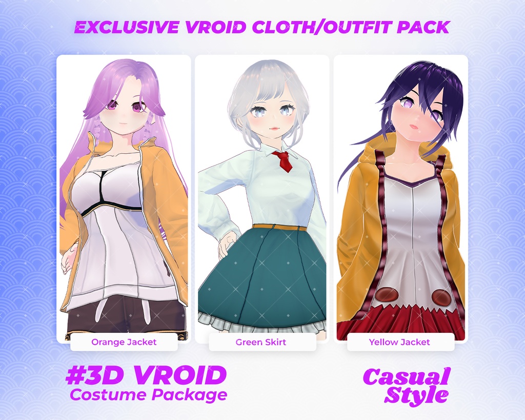 3D VRoid Outfit Pack Playful & Smart Casual School-Inspired Clothes for VRoid Models | VRoid Clothes, VRoid Costume, VRoid Fashion