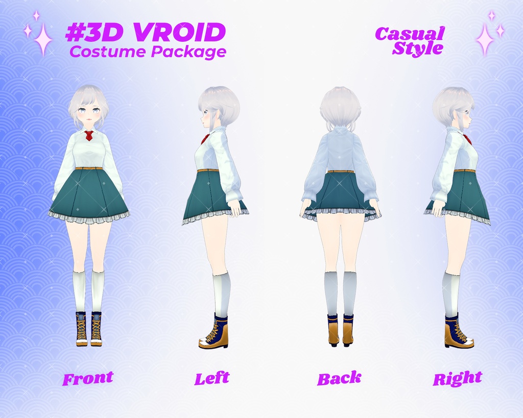 3D VRoid Outfit Pack Playful & Smart Casual School-Inspired Clothes for VRoid Models | VRoid Clothes, VRoid Costume, VRoid Fashion