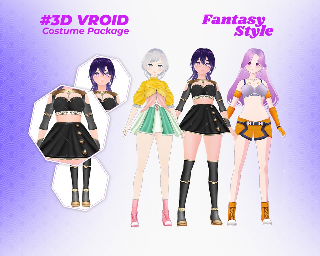 3D VRoid Outfit Pack Elegant & Heroic Fantasy Style Clothes for VRoid Models | VRoid Clothes, VRoid Costume, VRoid Fashion