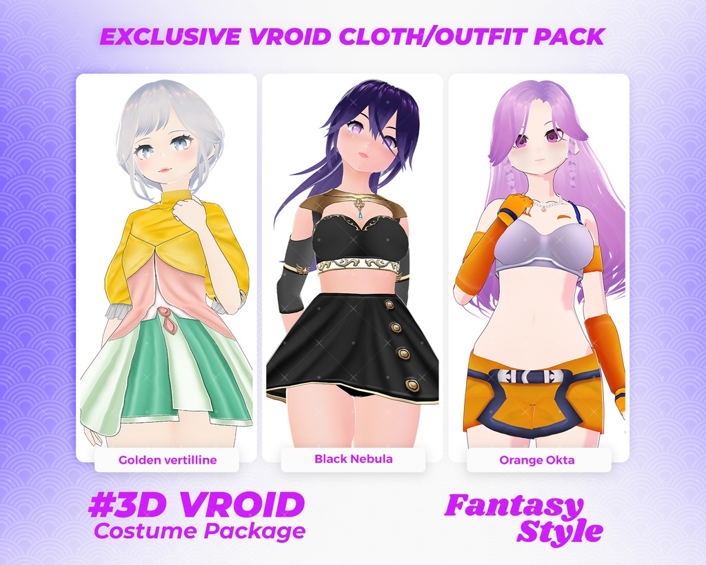 3D VRoid Outfit Pack Elegant & Heroic Fantasy Style Clothes for VRoid Models | VRoid Clothes, VRoid Costume, VRoid Fashion