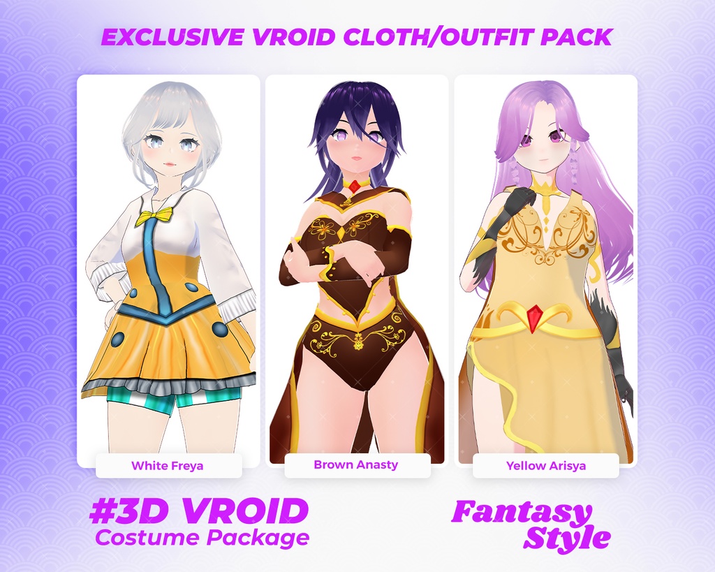 3D VRoid Outfit Pack Magical & Regal Fantasy Clothes for VRoid Models | VRoid Clothes, VRoid Costume, VRoid Fashion