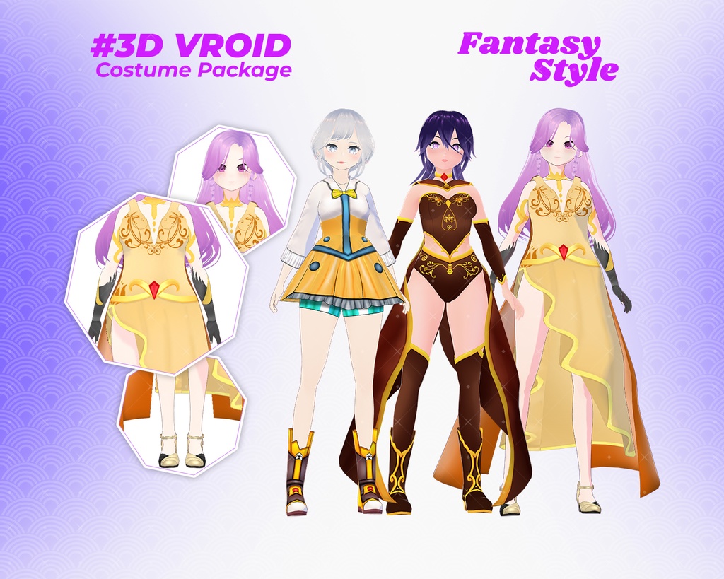 3D VRoid Outfit Pack Magical & Regal Fantasy Clothes for VRoid Models | VRoid Clothes, VRoid Costume, VRoid Fashion
