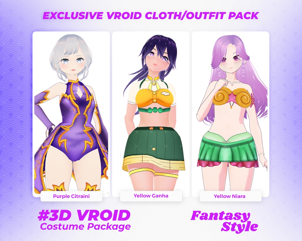 3D VRoid Outfit Pack Unique & Bold Fantasy Clothes for VRoid Models | VRoid Clothes, VRoid Costume, VRoid Fashion