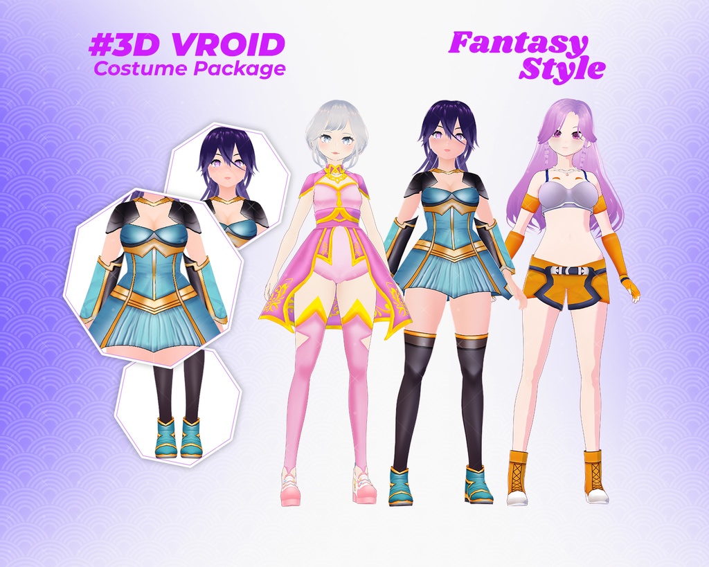 3D VRoid Outfit Pack Heroic & Stylish Fantasy Costume Collection for VRoid Models | VRoid Clothes, VRoid Costume, VRoid Fashion