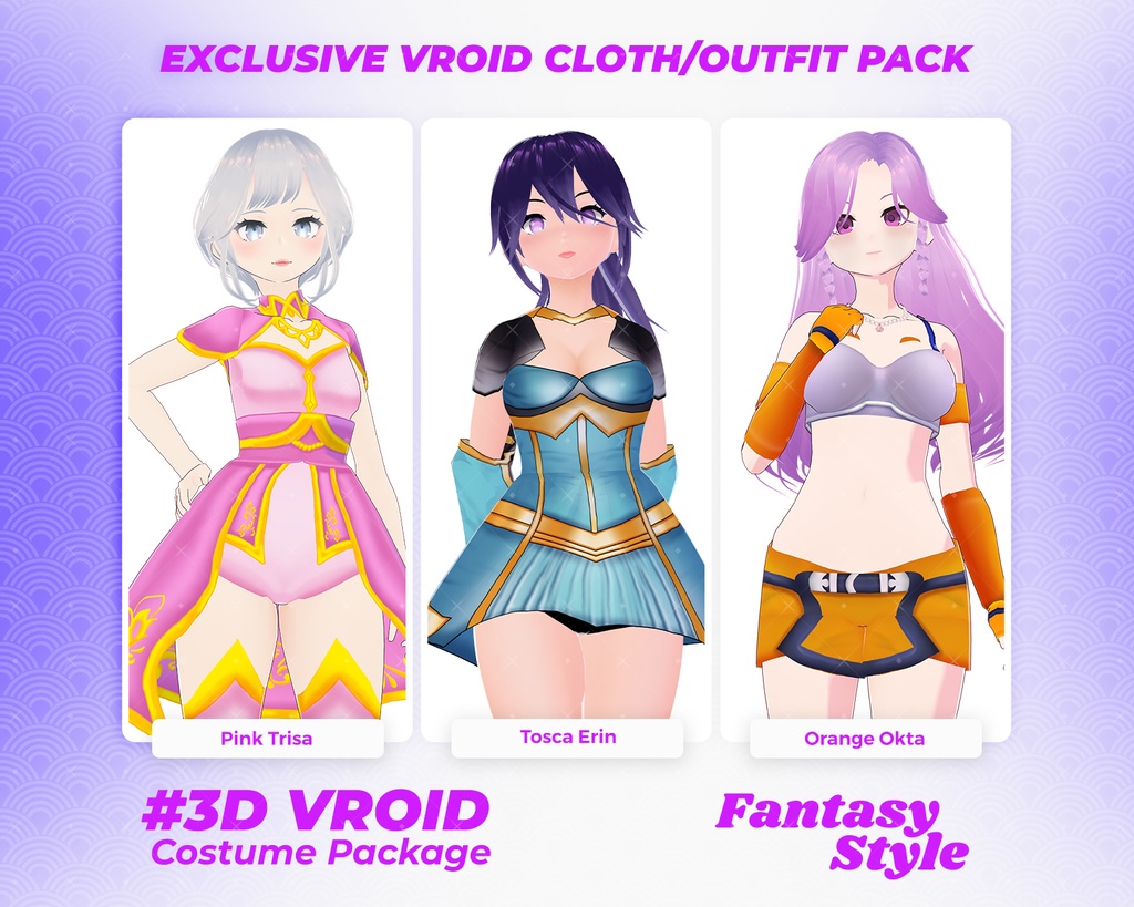 3D VRoid Outfit Pack Heroic & Stylish Fantasy Costume Collection for VRoid Models | VRoid Clothes, VRoid Costume, VRoid Fashion