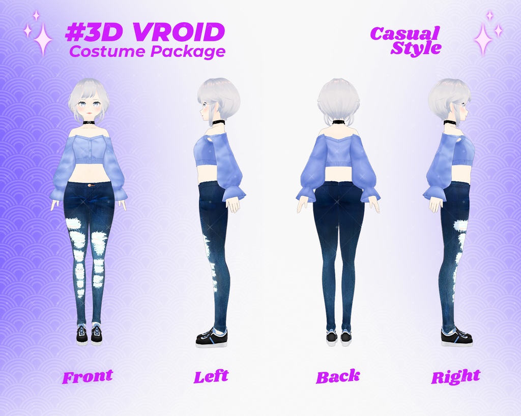 3D VRoid Outfit Pack Modern & Relaxed Casual Clothes for VRoid Models | VRoid Clothes, VRoid Costume, VRoid Fashion
