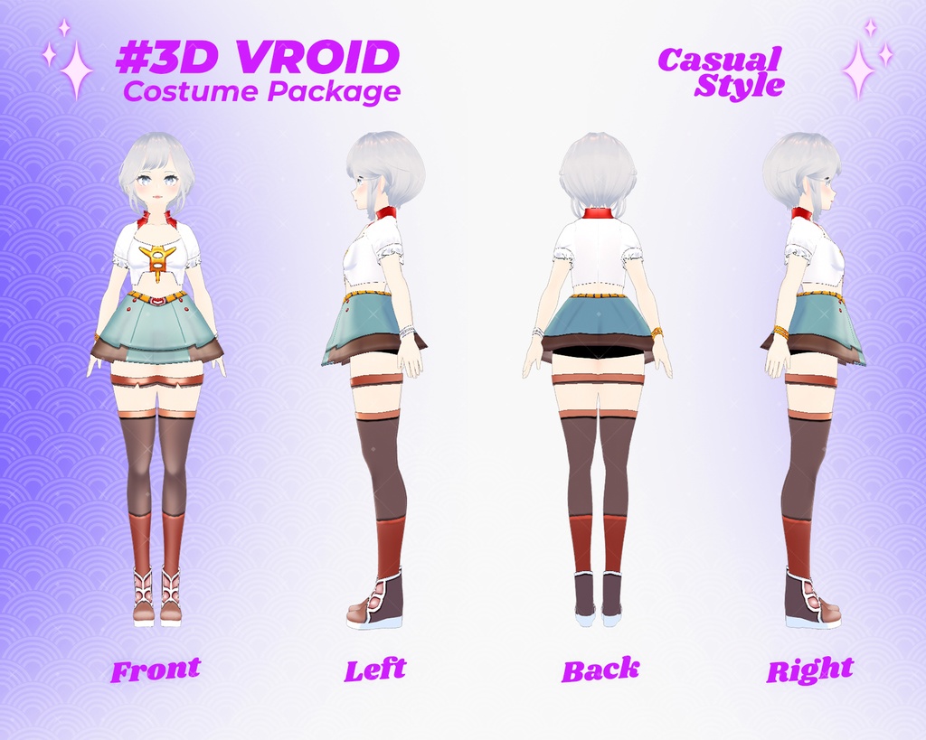 3D VRoid Outfit Pack Stylish & Playful Casual Clothes for VRoid Models | VRoid Clothes, VRoid Costume, VRoid Fashion