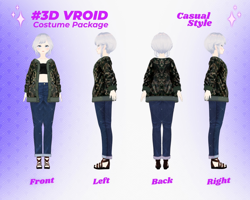 3D VRoid Outfit Pack Cool & Edgy Street Casual Clothes for VRoid Models | VRoid Clothes, VRoid Costume, VRoid Fashion