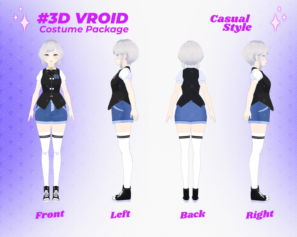 3D VRoid Outfit Pack Bold & Stylish Dark Casual Clothes for VRoid Models | VRoid Clothes, VRoid Costume, VRoid Fashion