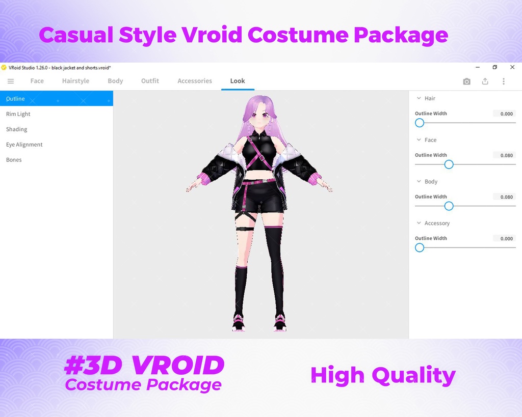 3D VRoid Outfit Pack Bold & Stylish Dark Casual Clothes for VRoid Models | VRoid Clothes, VRoid Costume, VRoid Fashion