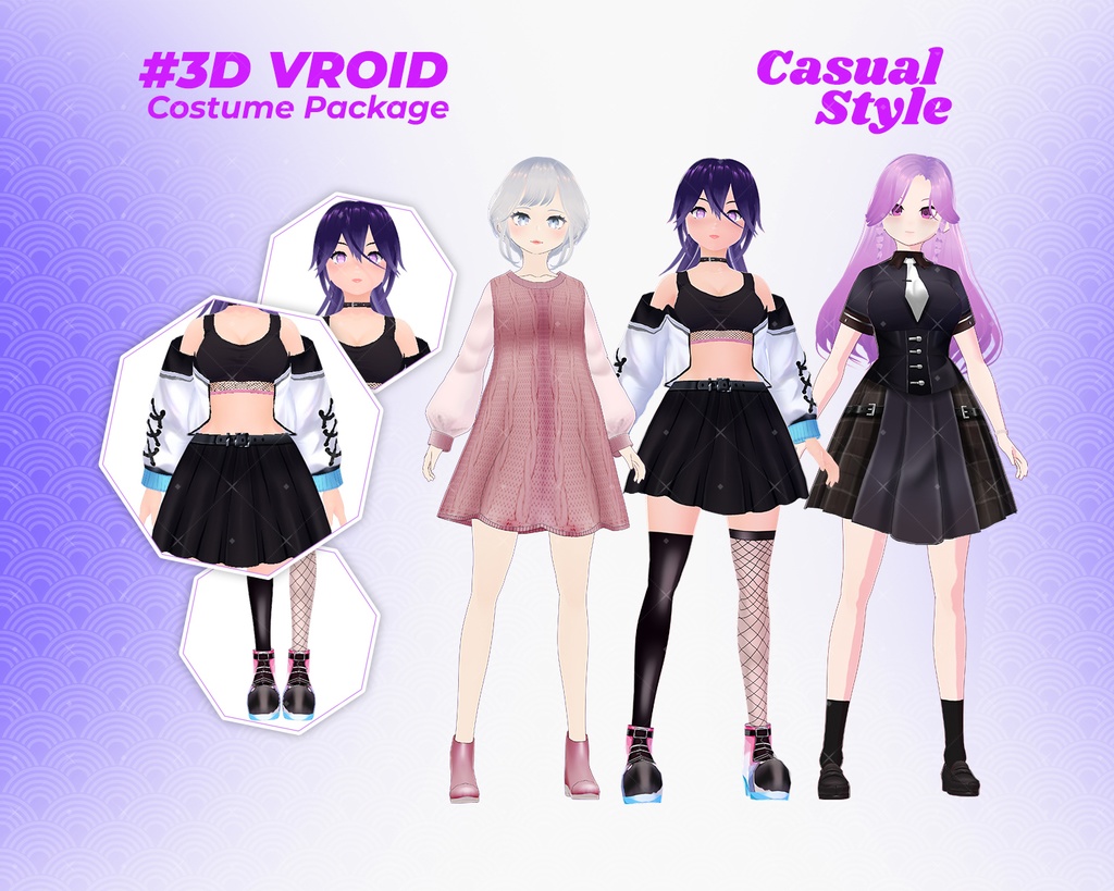 3D VRoid Outfit Pack Modern & Bold Casual Wear for VRoid Models | VRoid Clothes, VRoid Costume, VRoid Fashion