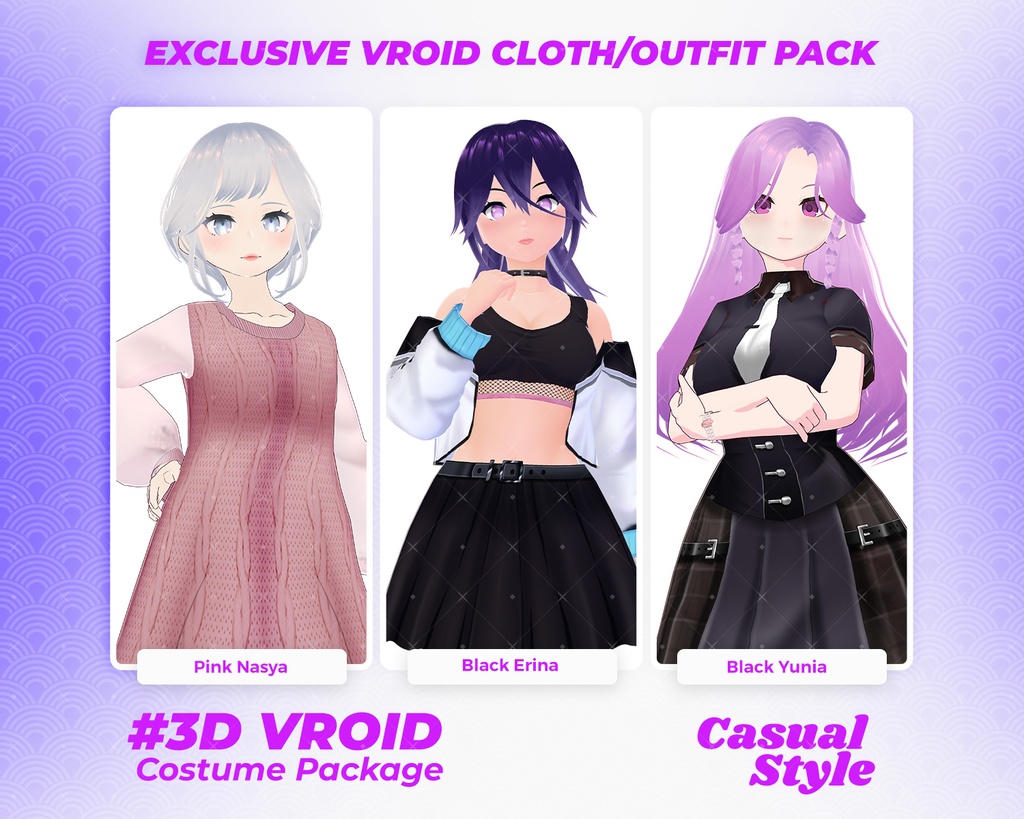 3D VRoid Outfit Pack Modern & Bold Casual Wear for VRoid Models | VRoid Clothes, VRoid Costume, VRoid Fashion