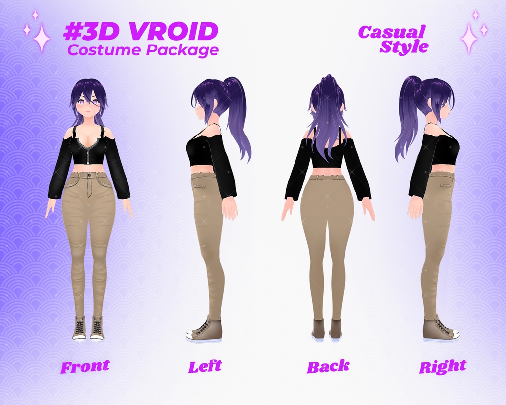 3D VRoid Outfit Pack Trendy & Cozy Casual Looks for VRoid Models | VRoid Clothes, VRoid Costume, VRoid Fashion