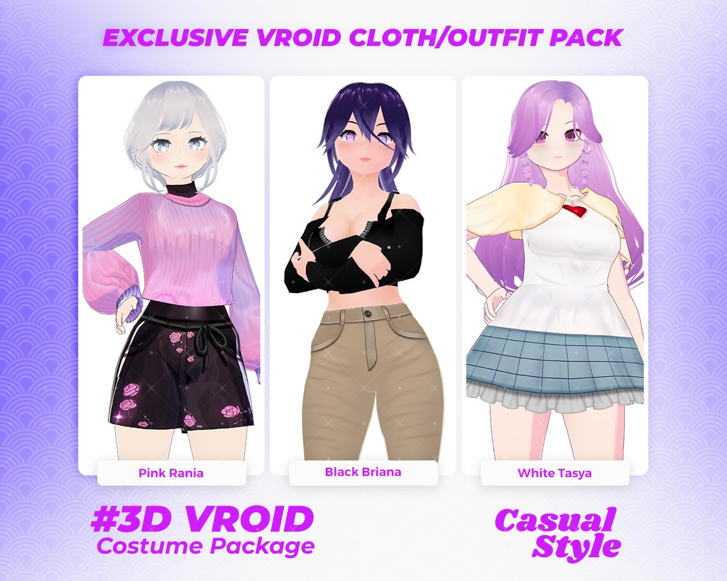 3D VRoid Outfit Pack Trendy & Cozy Casual Looks for VRoid Models | VRoid Clothes, VRoid Costume, VRoid Fashion