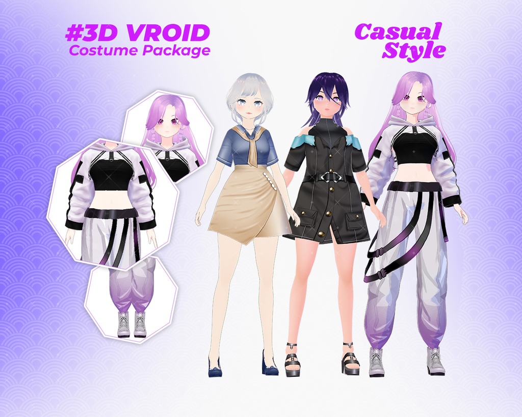 3D VRoid Outfit Pack Versatile & Cool Urban Casual for VRoid Models | VRoid Clothes, VRoid Costume, VRoid Fashion