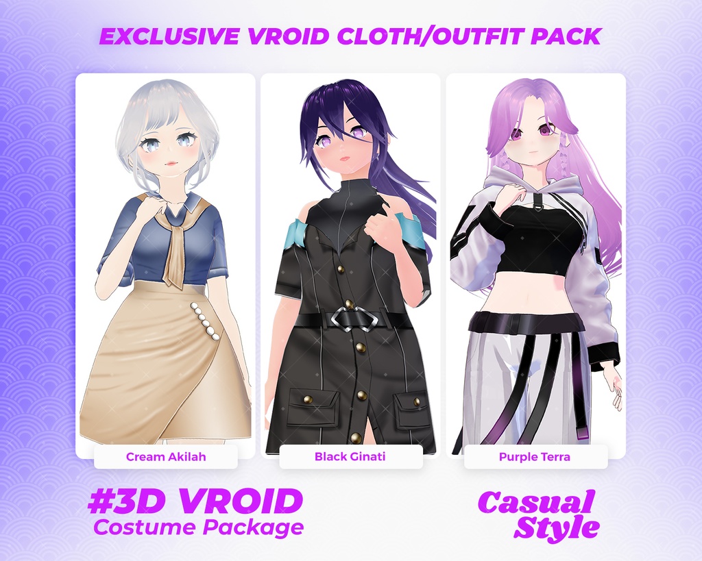 3D VRoid Outfit Pack Versatile & Cool Urban Casual for VRoid Models | VRoid Clothes, VRoid Costume, VRoid Fashion