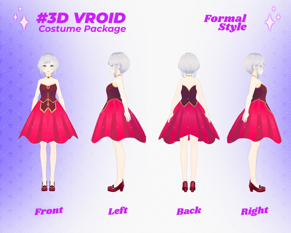 3D VRoid Outfit Pack Elegant & Regal Formal Dresses for VRoid Models | VRoid Clothes, VRoid Costume, VRoid Fashion