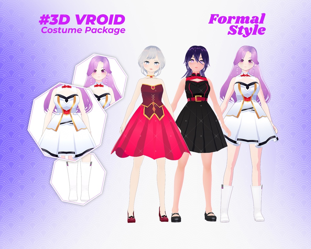 3D VRoid Outfit Pack Elegant & Regal Formal Dresses for VRoid Models | VRoid Clothes, VRoid Costume, VRoid Fashion