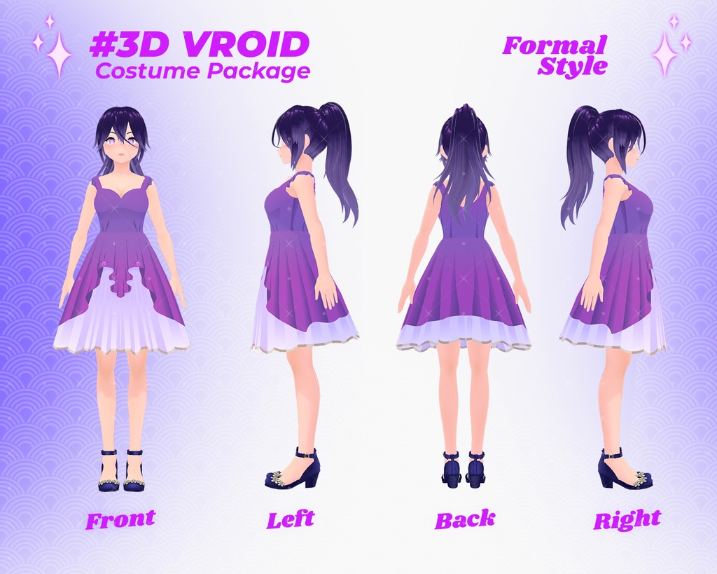 3D VRoid Outfit Pack Enchanted & Starry Formal Dresses for VRoid Models | VRoid Clothes, VRoid Costume, VRoid Fashion