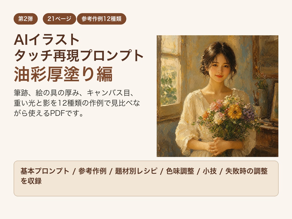 AIイラスト タッチ再現プロンプト 油彩厚塗り編