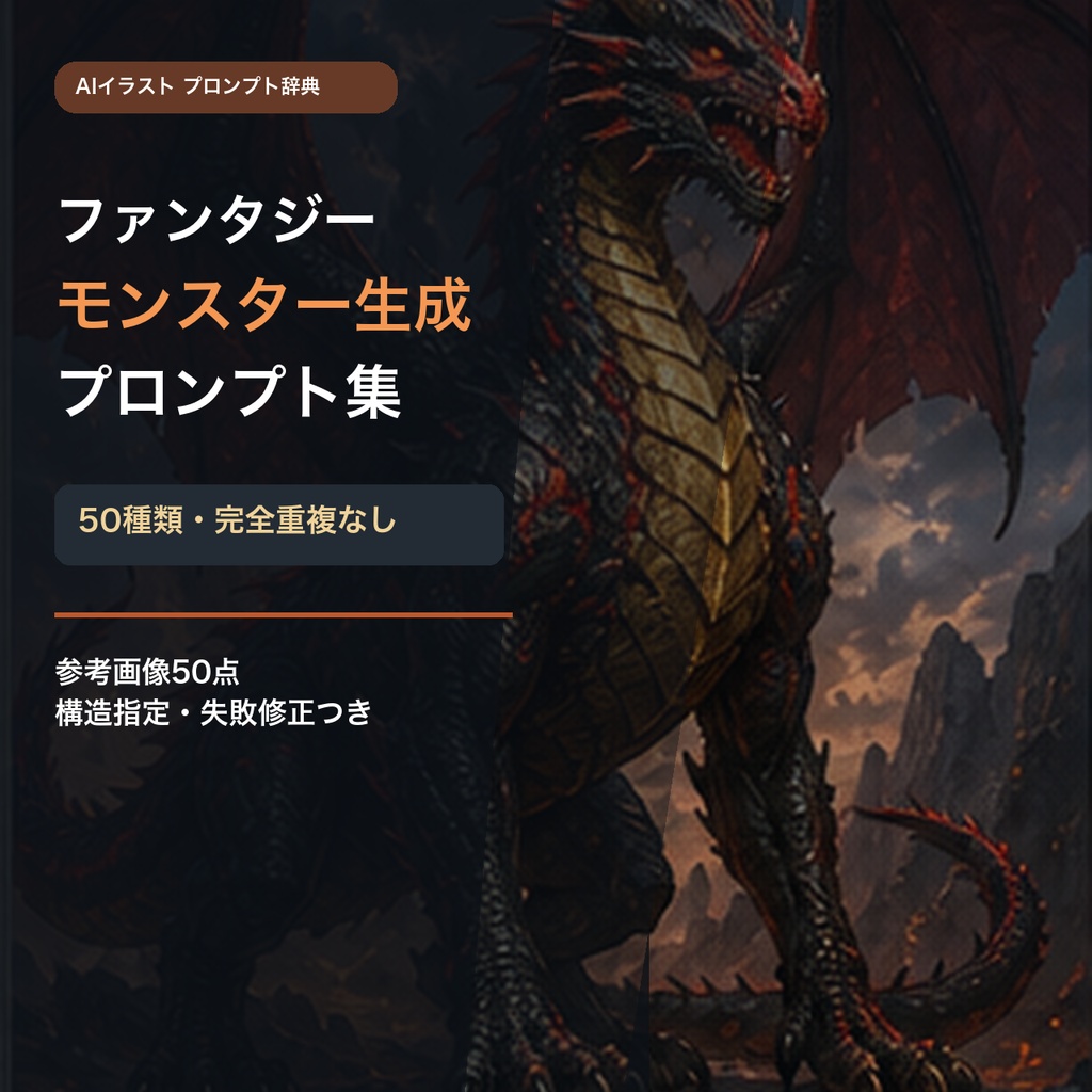 AIイラスト ファンタジーモンスター生成プロンプト辞典 50種