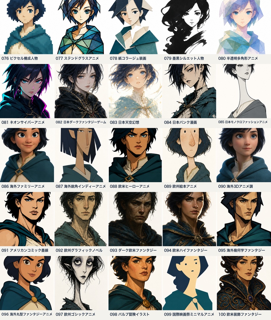 AIイラスト 画風を変える 作画画風プロンプト辞典100種