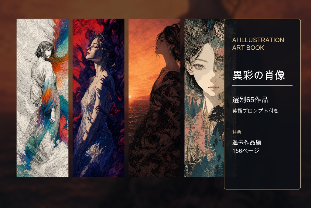 AIイラスト画集 異彩の肖像｜選別65作品＋過去作品編・英語プロンプト付き