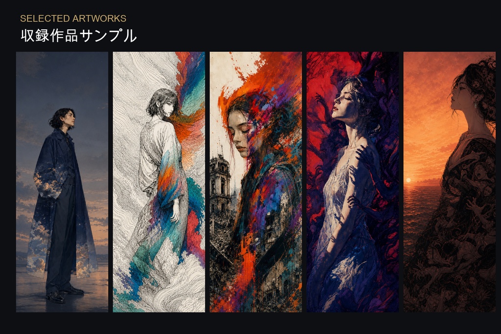 AIイラスト画集 異彩の肖像|選別65作品+過去作品編・英語プロンプト付き