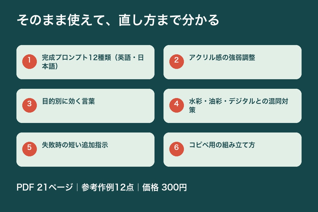 AIイラスト タッチ再現プロンプト アクリル絵の具編