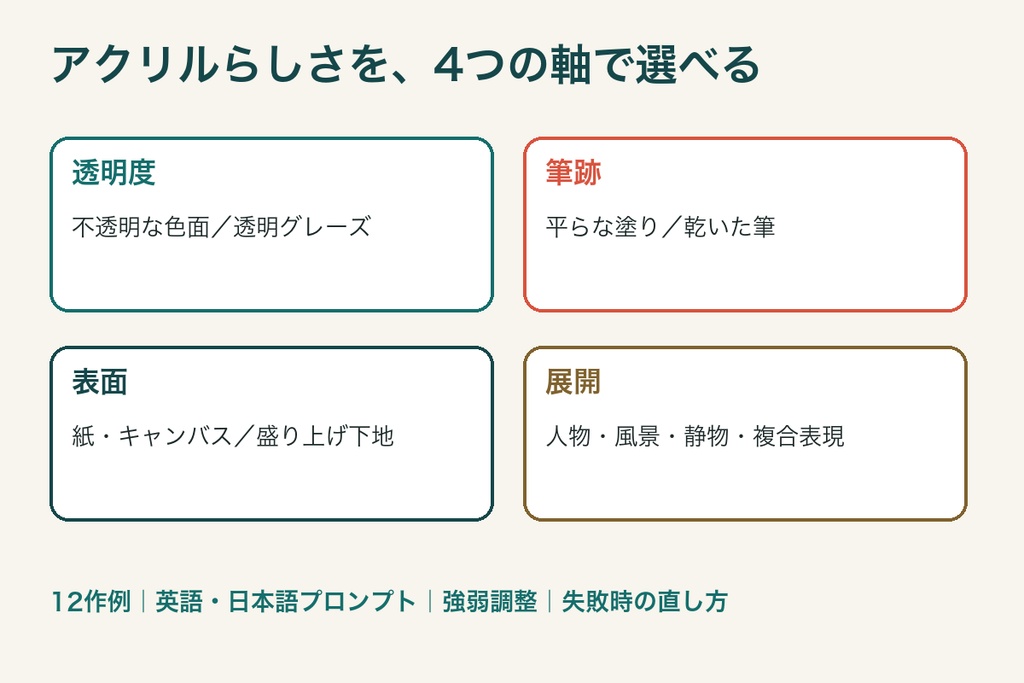 AIイラスト タッチ再現プロンプト アクリル絵の具編