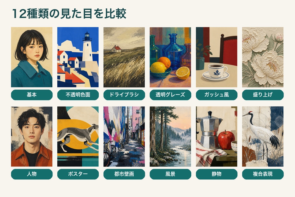 AIイラスト タッチ再現プロンプト アクリル絵の具編