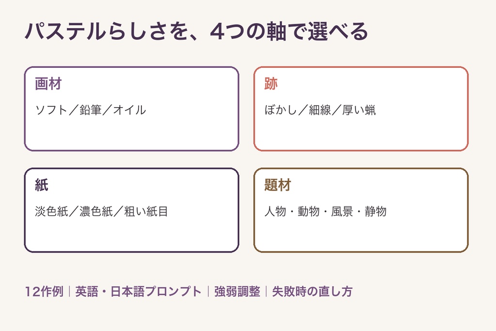 AIイラスト タッチ再現プロンプト パステル画編