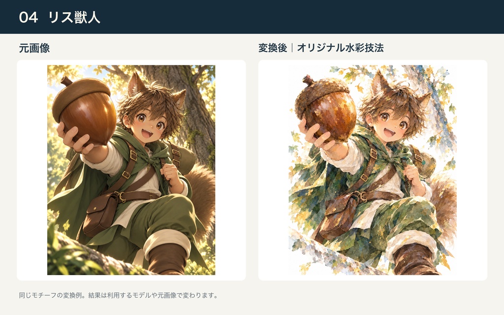 オリジナル水彩技法|AIイラスト変換プロンプトセット