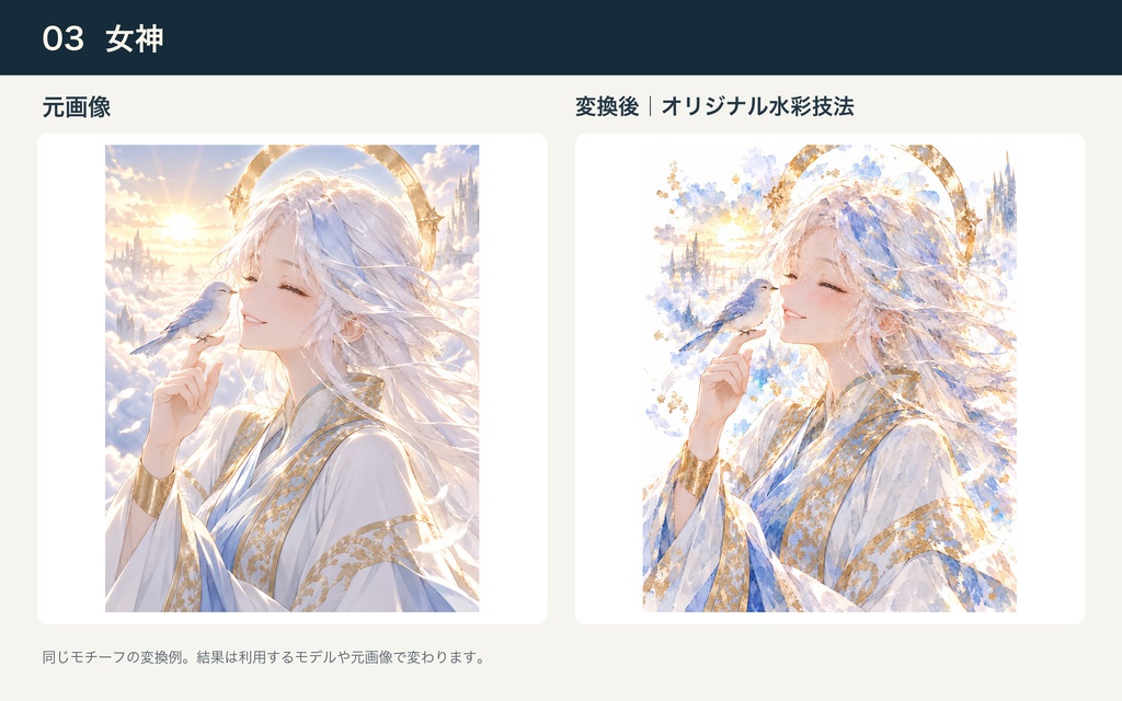 オリジナル水彩技法|AIイラスト変換プロンプトセット
