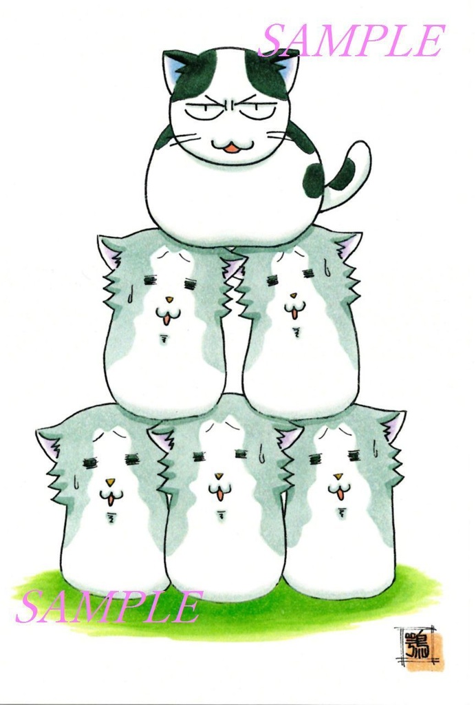 【オリジナルポストカード】③ ピラミッド犬と猫