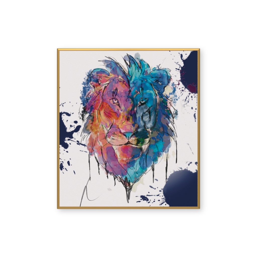 ライオンのアートミニ色紙