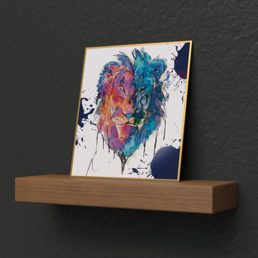 ライオンのアートミニ色紙