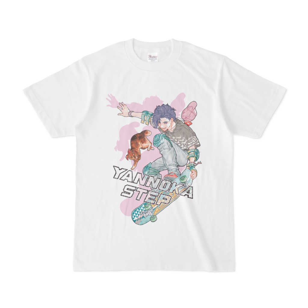 『YANNOKA STEP』Tシャツ 【猫とスケーター】