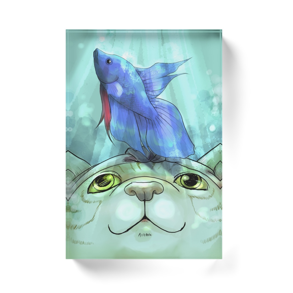 『魚とこねこのこ』アクリルブロック